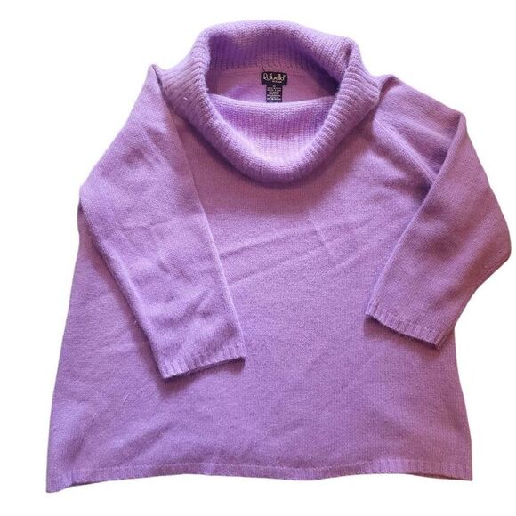 Vintage 1980s Sweater Women's 1X Lavender Purple Wool Angora Cowl Neck Cozy - Picture 1 of 4